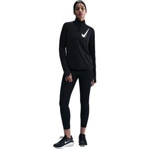 Nike Swoosh Dri-FIT hardlooptussenlaag met halflange rits voor dames - Zwart