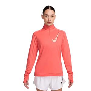 Nike Swoosh Dri-FIT hardlooptussenlaag met halflange rits voor dames - Oranje