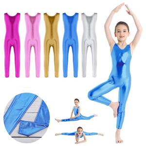 Linjinx Turnpakje voor meisjes Mouwloos glanzend balletdanspakje Atletische jumpsuit Unitard Dancewear 3-4 Years lichtblauwe kleur
