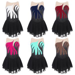 Aislor Meisjes Kunstschaatsen Prestatie Kostuum Lyrische Dans Ballet Ritmische Gymnastiek Glanzend Strass Leotard Jurk 5-6 Years wit