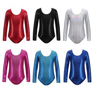 Sunnyway Kinderen Meisjes Gymnastiek Bodysuit Lange Mouw Kleurrijke Glanzende Ballet Dans Eendelig 110