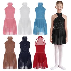 Yunduantong-electronic Meisjes Lyrische Dans Leotard Prestatie Kunstschaatsen Competitie Rolschaatsen Gymnastiek Jurken Kinderen Ballerina Kostuum 5-6 Years bordeaux