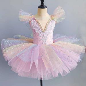 LIngzhi Kinderen Balletjurk Zeven Kleuren Meisjes Kinderen Pailletten Prinsessenjurk Ballet Tutu Danskleding Prestatie Tutu Rokken 130cm blauw
