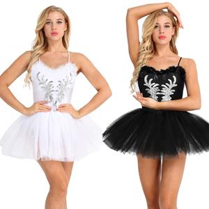 Manyakai Zwanenmeer kostuum Ballerina bodysuit Balletjurk Pailletten en kralen Bloemen Tutu jurk S zwart