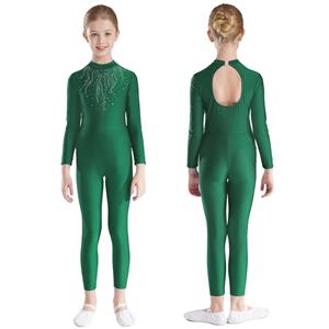 YONGHS Girls shiny Rhinestones Gymnastics Jumpsuit Keyhole Back Ballet Jersey Jazz Dance Leotard Figure Skating Unitard Dancewear 5-6 Years marineblauwe kleur