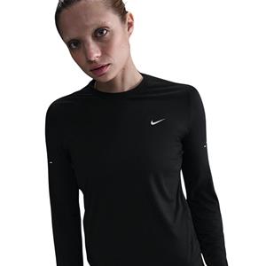 Nike Swift Dri-FIT hardlooptop met ronde hals, lange mouwen en uv-bescherming voor dames - Zwart
