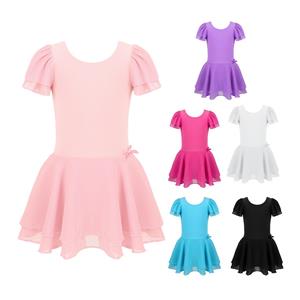 Daenrui Kinderen Meisjes Leotard Ballet Danskleding Tutu Jurk Rok Peuter Gymnastiek Podiumvoorstelling Kostuum 5-6 Years roze