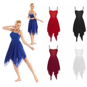 YOOJIA Vrouwen Volwassen Chiffon Overlay Ballet Hedendaagse Moderne Dans Jurk Lyrische Leotard Kostuum Danskleding S rood