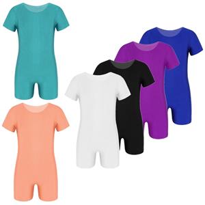 YOOJIA Kinderen Jongens Meisjes Korte Mouwen Rekbaar Ballet Dans Gymnastiek Leotard Jumpsuit Unitard 3-4 Years zwart