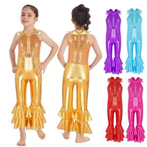 Linjinx Mouwloos Turndown Kraag Ballet Dans Gymnastiek Leotard Jumpsuit Danskleding Kinderen Meisjes Stijlvolle Kleding 5-6 Years goud