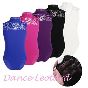 IEFiEL 2 Kinderen Meisjes Mouwloze Turtle Neck Lace Back Ballet Dans Gymnastiek Turnpakje Jumpsuit 5-6 Years rozerode kleur