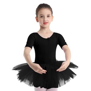 YOOJIA Balletjurk Kinderen Halve mouwen Katoen Dans Ballet Tutu Jurk Turnpakje Meisje Gymnastiek Danskleding Ballerina Feestkostuums 2-3 Years roze