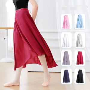 QGOOD Chiffon Ballet Tutu Dansrok Dansschaats Wikkel Sjaal Gymnastiek Ballerina Lyrische Lange Balletrok Vrouwen Ballet Dansjurk One Size wijnrode kleur