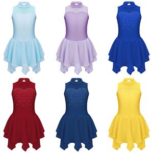 YOOJIA Kunstschaatsjurk voor kinderen Schaatsen Competitiekleding Meisjes Balletdansjurken 5-6 Years lichtblauwe kleur