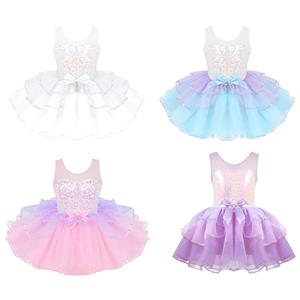 Inhzoy Kinderen Meisjes Pailletten Ballet Tutu Jurk Ballerina Mouwloos Strik Dansjurk Prestatie Danskleding Kostuum 2-3 Years lichtblauwe kleur
