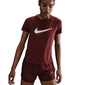 Nike One Swoosh Dri-FIT hardlooptop met korte mouwen voor dames - Rood