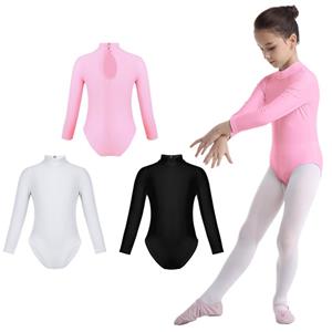 Yunduantong-electronic Meisjes Basic Lange Mouw Ballet Dans Gymnastiek Training Leotard Jumpsuit Unitard Tights Dancewear Bodycon Bodysuit 3-4 Years zwart