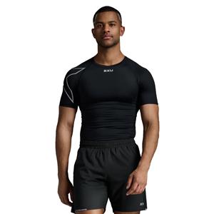 2XU Core Compression hardloopshirt korte mouw Black/Silver Heren