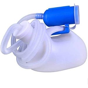 Pig Boutique Urineflessen van 2000 ml voor mannen, morsbestendig urinoirsysteem voor mannen Urinecollectorcontainer Mannelijke urinoir met 51  lange buis met deksel wit