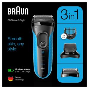 Braun 6x  Elektrisch Scheerapparaat Series 3 3010BT Zwart / Blauw