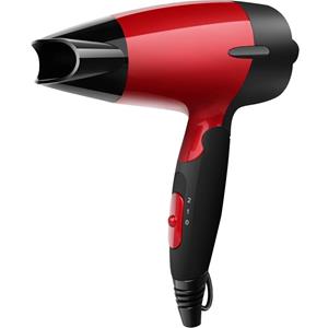 BES LED Föhn - Aigi Lirindo - Travel/Reishaardroger - Inklapbaar Handvat - 1400 Watt - Zwart/Rood