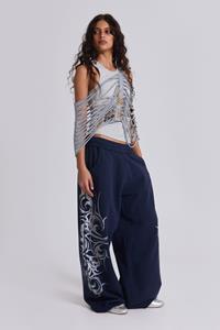 Jaded London Navy Baggy Blade Joggers