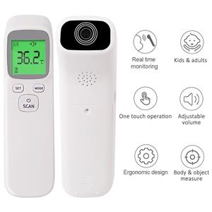 Beautyyy Voorhoofdthermometer Infrarood Contactloos met Koortsalarm Draagbaar Temperatuurmeetapparaat wit