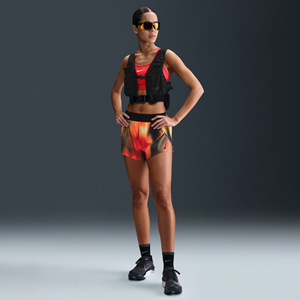 Nike AeroSwift Dri-FIT ADV hardloopshorts met binnenbroekje en print voor dames - Geel
