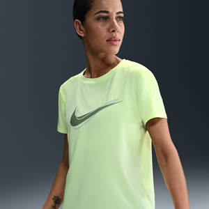 Nike One Swoosh Dri-FIT hardlooptop met korte mouwen voor dames - Geel
