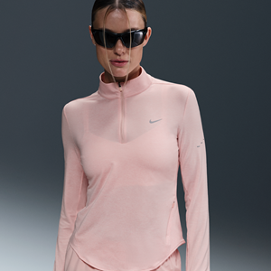 Nike Swift Dri-FIT hardlooptop met korte rits en uv-bescherming voor dames - Roze