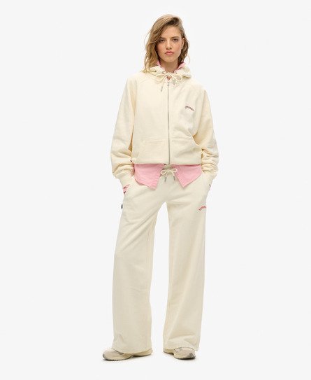 Superdry Vrouwen Essential Logo Joggingbroek met Wijde Pijpen Wit