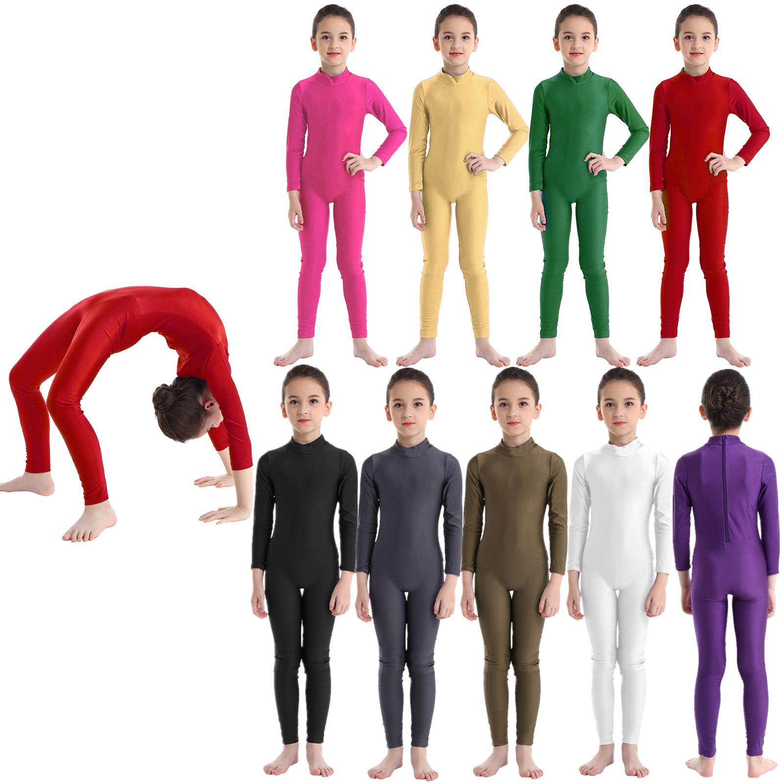 Yeahdor Kinderen Meisjes Lange Mouwen Rits Ballet Dans Gymnastiek Turnpakje Jumpsuit Unitard Dancewear 3-4 Years