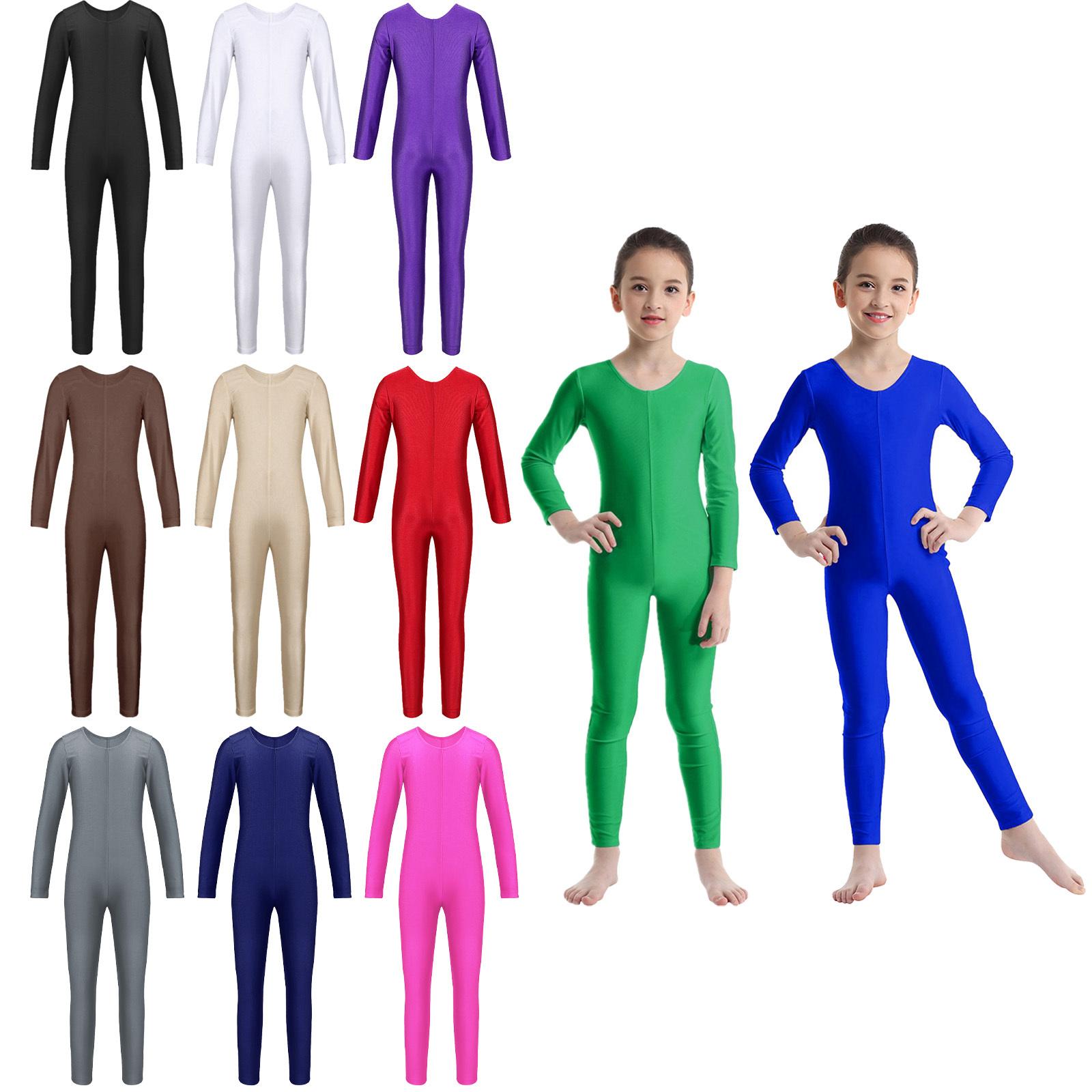 Fldy Kinderballet gymnastiek turnpakje danskostuum meisjes lange mouwen jumpsuit bodysuit danskleding kinderen full body unitard 3-4 Years