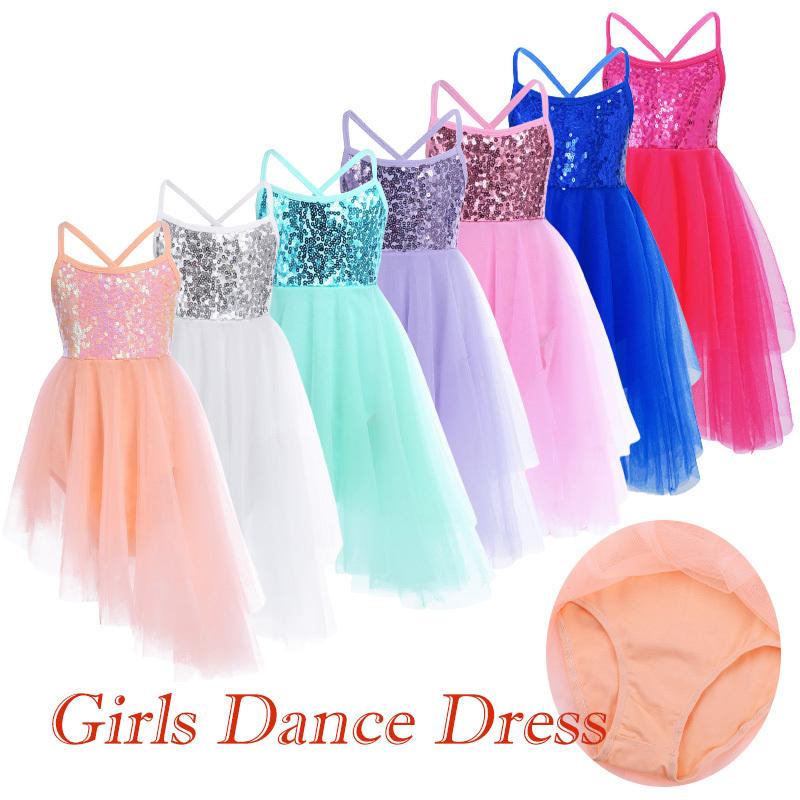 Yeahdor Meisjes Pailletten Ballet Tutu Jurk Kinderen Tule Lyrische Dans Gymnastiek Turnpakje Jurk Ballerina Danskleding 7-8 Years oranje