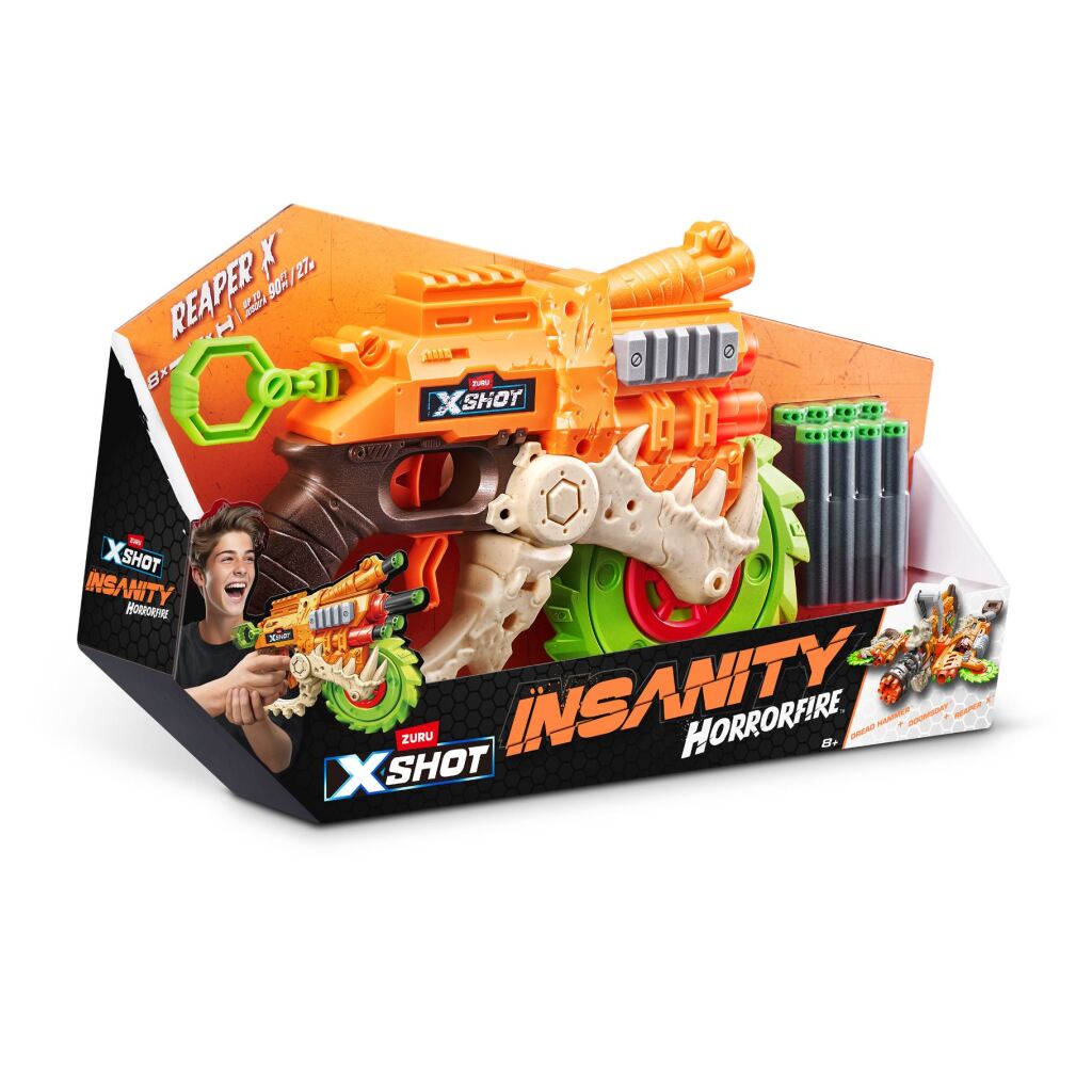 Zuru x-shot horror fire reaper blaster + 8 darts