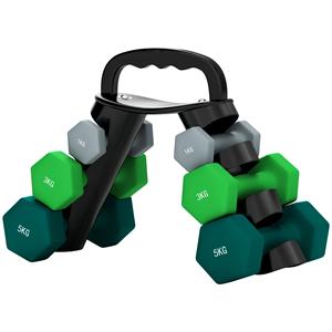 SPORTNOW halterset, complete set met opbergrek, ideaal voor thuis fitness, 6 halters, 2 x 1kg, 2 x 3kg, 2 x 5kg &VerticalLine; Aosom.nl