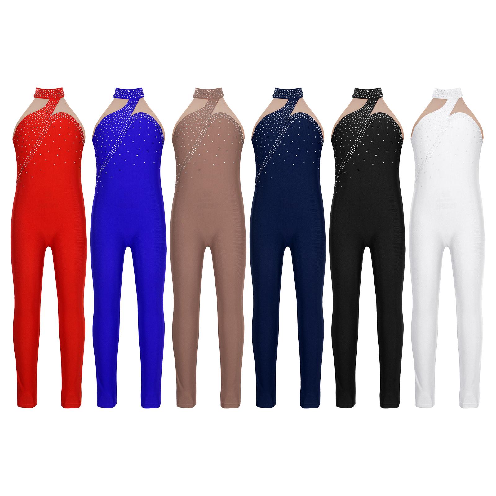 Yunduantong-home Kinderen Meisjes Ballet Dans Outfit Ritmische Gymnastiek Leotard Patchwork Unitard Danskleding Atletische Jumpsuit Unitard Bodysuit 9-10 Years rood