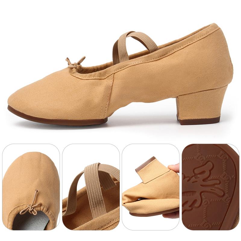 HROYL Dance Shoes Meisjes Gymnastiek Sporttraining Schoenen 3 cm hak Dansschoenen Yoga Flats Balletschoenen 41 zwart