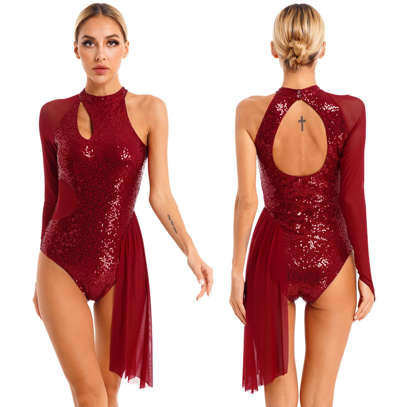 Inhzoy Dames lyrische danskostuum tank bodysuit uitgesneden ballet leotard Morden hedendaagse danskleding S paars