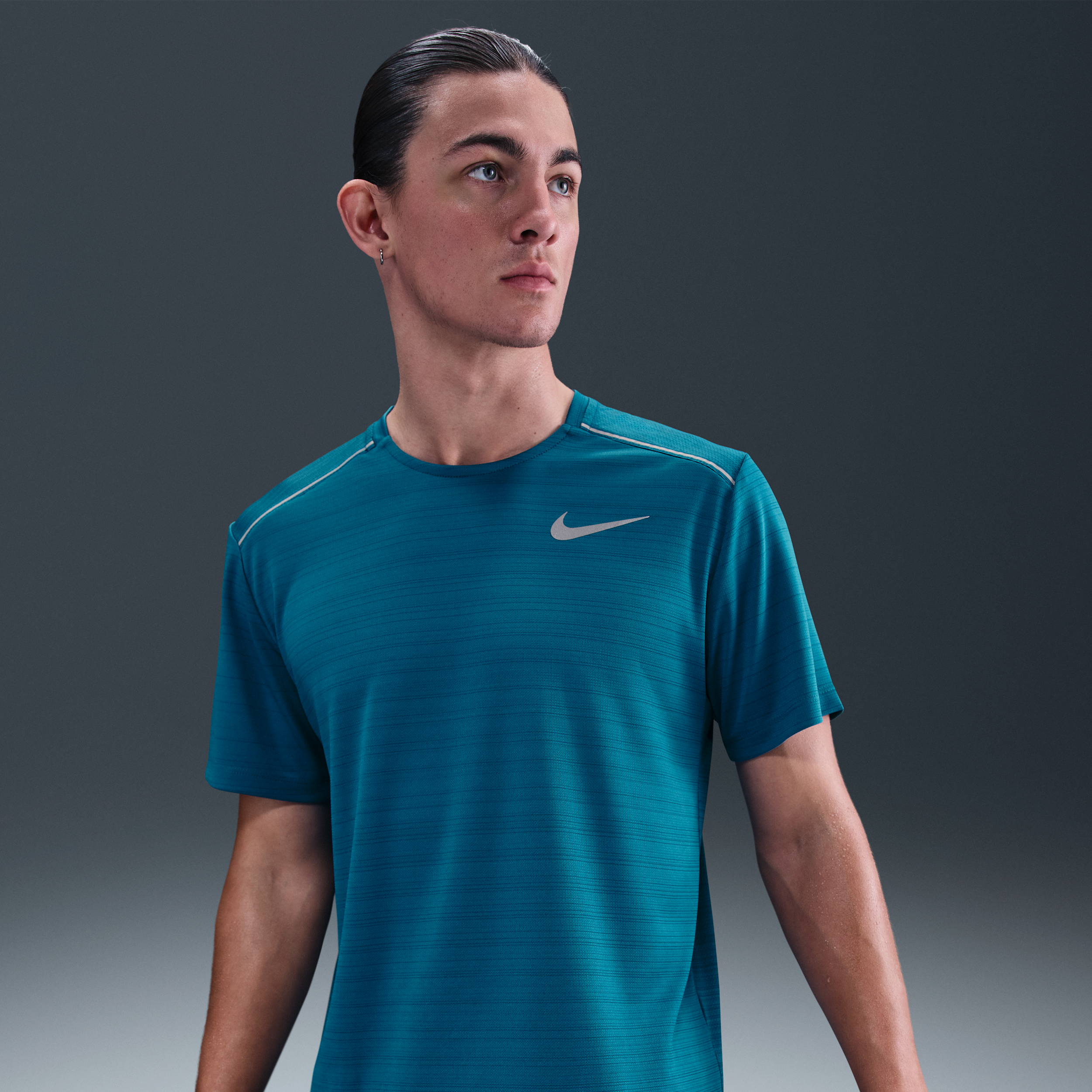 Nike Miler Hardlooptop met korte mouwen voor heren - Blauw