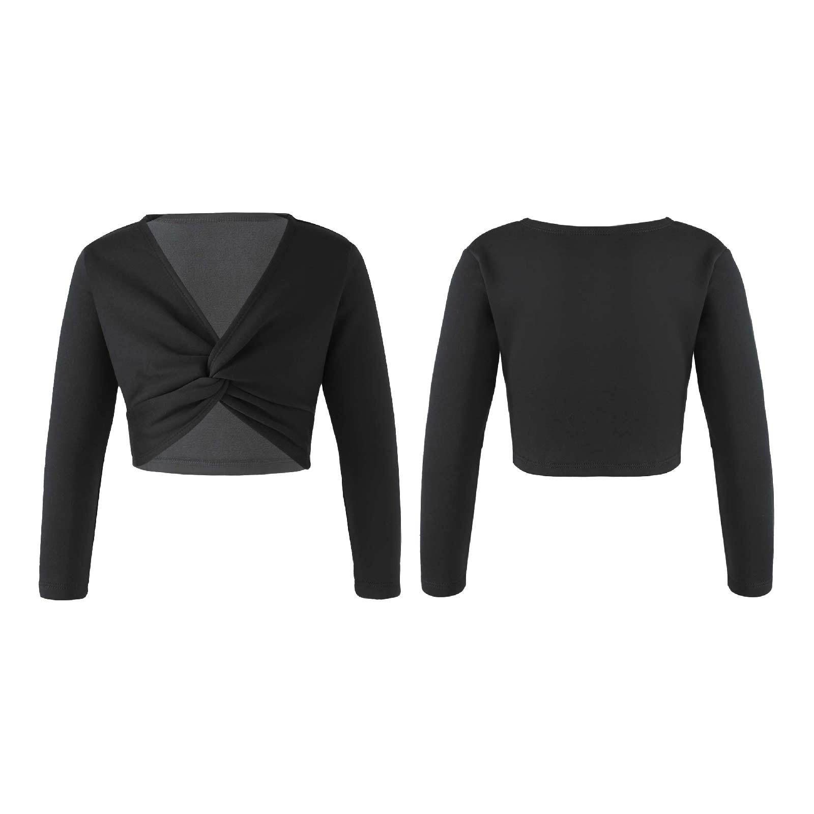 Sxiwei Kinderen Meisjes Klassiekers Knoop Ruch Stijl Wrap Tops Ballet Dans Gymnastiek Vest met lange mouwen 7-8 Years roze