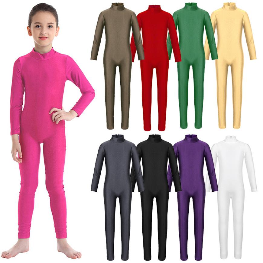 IEFiEL Kinderen meisjes lange mouw dans gymnastiek turnpakje unitard volledige lengte bodysuit kostuum danskleding 11-12 Years helder roze