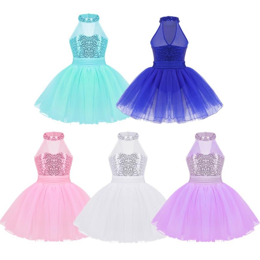 IEFiEL Kinderen Pailletten Kostuum Meisjes Ballet Tutu Jurk Prestaties Dans Turnpakje Stadium Gymnastiek Oefening Jurk 7-8 Years roze