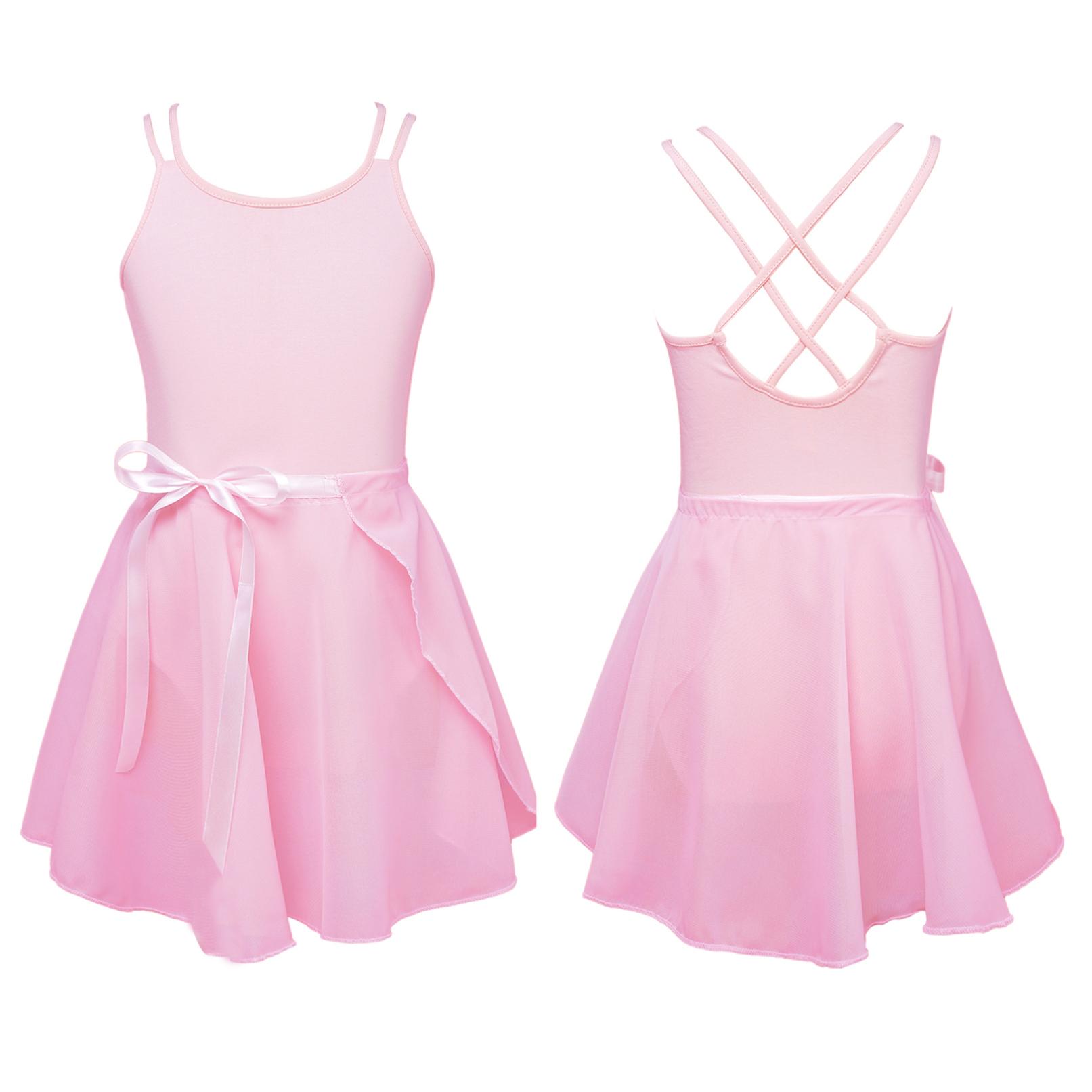 Daenrui 2 stuks meisjes mouwloos ballet gymnastiek turnpakje met mini pull-on wikkelrok danskleding set 8-10 Years