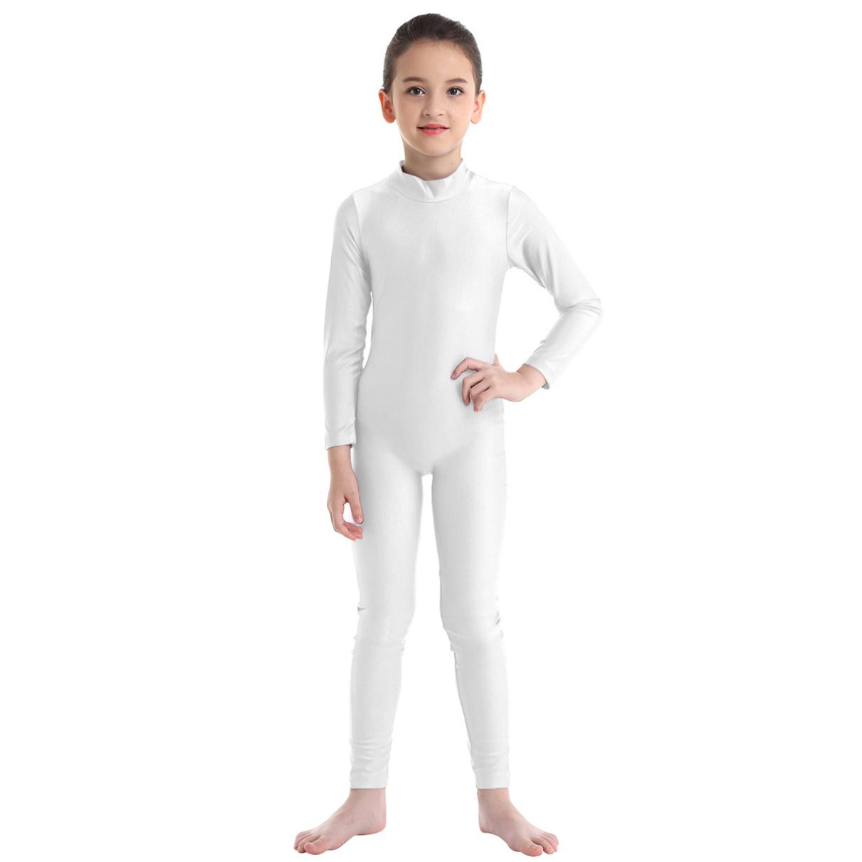 Yeahdor Kinderen Meisjes Lange Mouwen Ritssluiting Mock Neck Full Body Pak Ballet Dans Gymnastiek Unitard Jumpsuit 11-12 Years