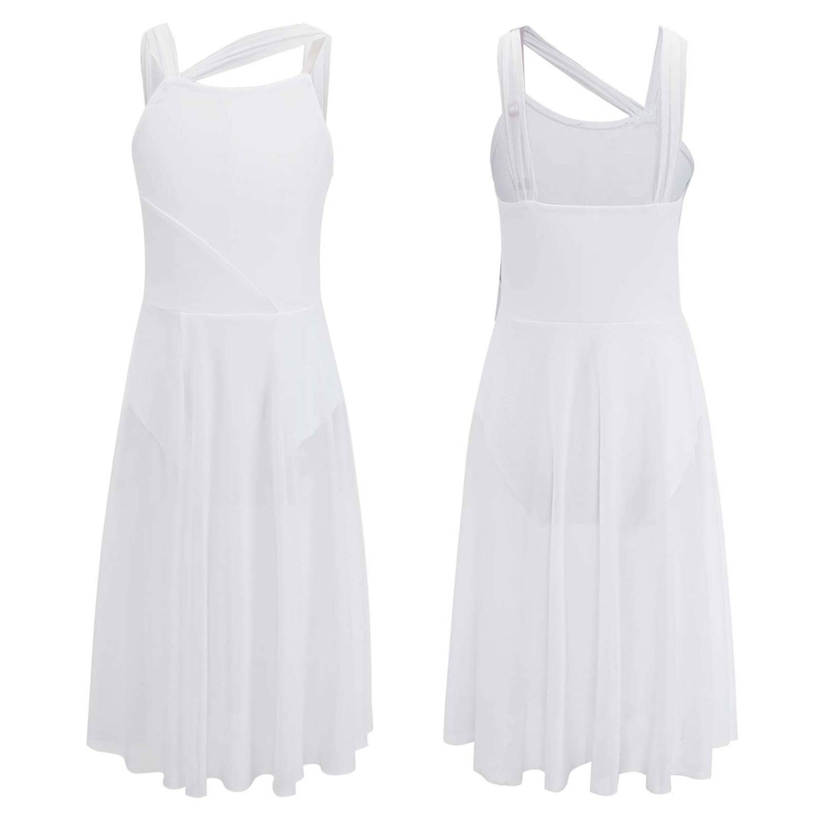 Manyakai Kinderen Meisjes Mesh Overlay Ballet Hedendaagse Dans Jurk Lyrische Leotard Kostuum Mouwloze Jurken 9-10 Years