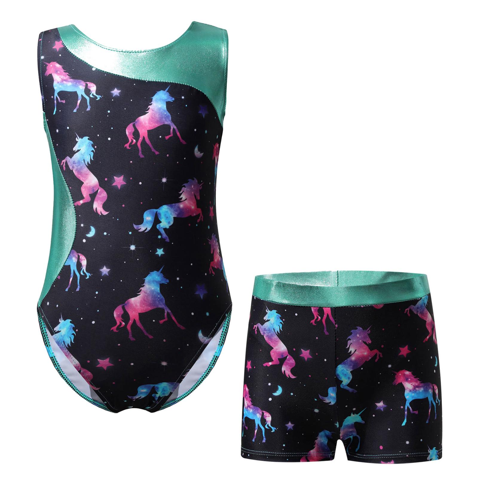 Ranrann Kinderen meisjes gymnastiek turnpakje atletische mouwloze dans Biketard Unitard bodysuit fitness outfit 7-8 Years