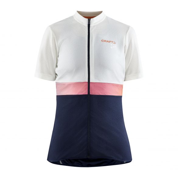 Craft Core endurance fietsshirt korte mouw wit/blauw dames