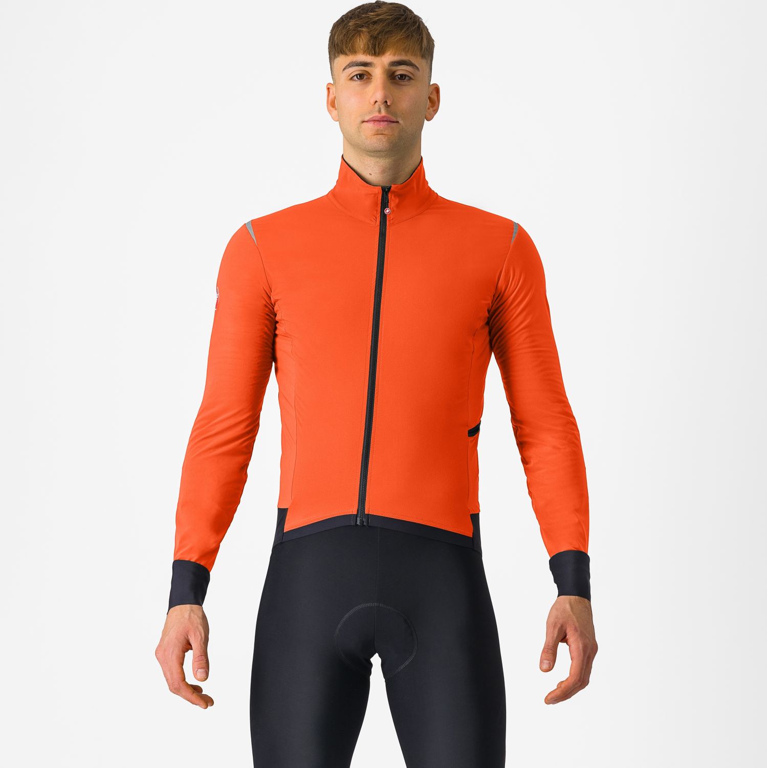 Castelli Alpha Flight RoS lange mouw fietsjack brilliant orange/black reflex heren