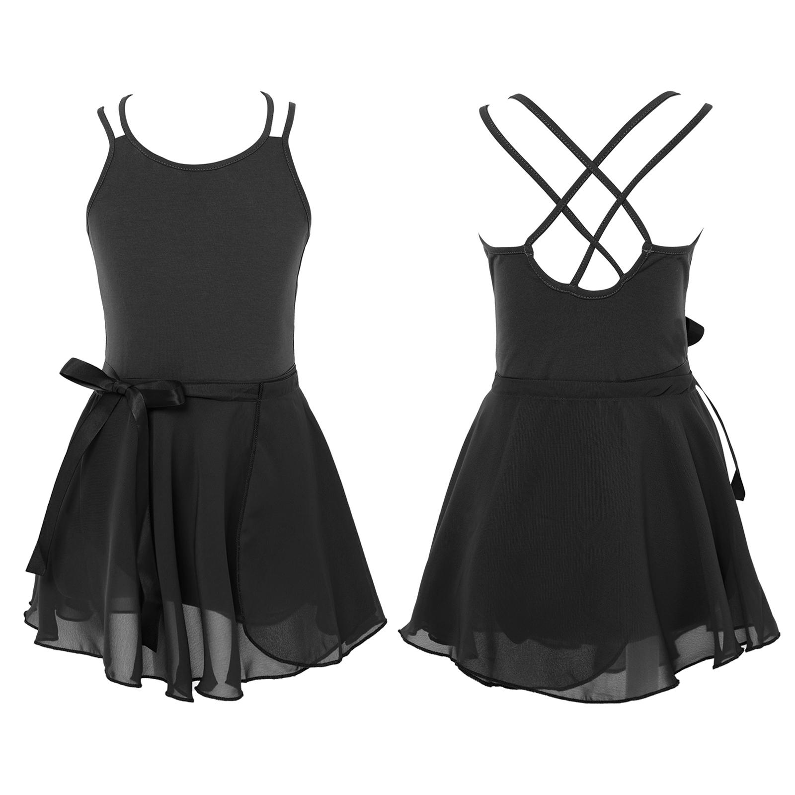 RUNQHUI Meisjes ballet dans gymnastiek turnpakje met chiffon gebonden rok outfit set